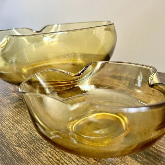 Vintage| Anchor Hocking "Accent Modern" Chip and Dip Set in Honey Gold Amber MCM - Picture 3 of 4